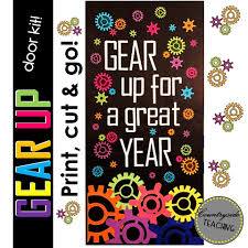 Gear Up For A Great Year Door Decoration Kit August September Door Decor Kit School Door Decorations Door Decorations Classroom Bulletin Boards Classroom Decor