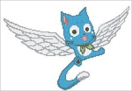Happy From Fairy Tail Anime Cross Stitch Pattern Kawaii Cross Stitch Geeky Cross Stitch Cross Stitch