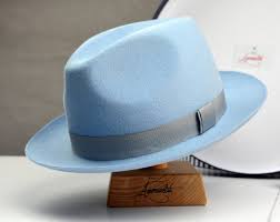Fedora The Clubber Light Blue Fedora Hat For Men Mens Etsy In 2021 Fedora Hat Men Mens Fedora Hats For Men