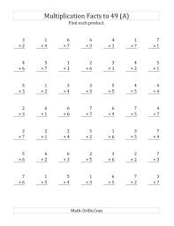 The Multiplication Facts To 49 No Zeros A Math Worksheet From The Multiplication Wo Math Fact Worksheets Multiplication Facts Multiplication Facts Worksheets