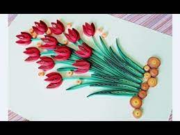 Diy Paper Quilling Flower For Beginner Learning Video 44 Paper Quilling Flower Card Youtube Paper Quilling Flowers Quilling Flowers Quilling Work