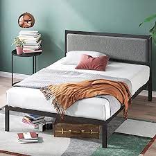 A minimalist, yet strong steel frame rounds out this foundation. Zinus Korey 14 Steel Platform Bed Frame With Upholstered Headboard And Wood Slat Support Queen Buy Online At Best Price In Uae Amazon Ae
