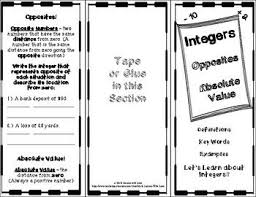 Integers Opposites And Absolute Value Foldable With Answer Keys 2 Versions Absolute Value Foldables Integers