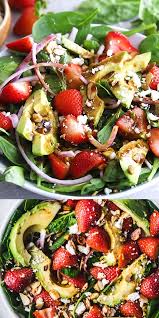 Summer Strawberry Spinach Salad With Avocado Kelly Repassante Recette Salade Ete Salade Estivale Idee Salade
