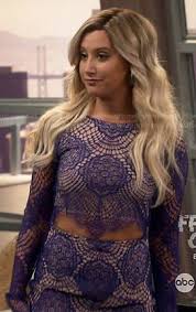 WornOnTV: Logan's blue lace crop top and skirt