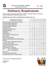 Envelopes (letter size, plus any additional sizes you normally use). Stationery List For 2016 Stationery List School Kid Names