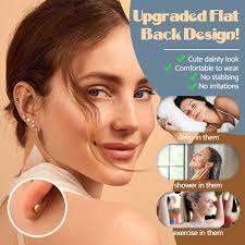 SAILIMUE 14K Gold Plated Flat Back Stud Earrings for Women