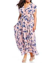 Eliza J Plus Size Floral Print Faux Wrap Hi Low Maxi Dress Dillards Maxi Dress Wedding Plus Size Summer Dresses Floral Wrap Maxi Dress