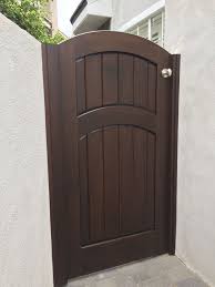 Custom Wood Gate With Arched Crossbar By Garden Passages Wood Gate Wooden Gate Plans Wooden Gates