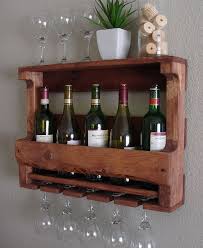 Rustic Wall Mount Wine Rack With 5 Glass Holder And Shelf On Etsy 65 00 Wine Rack Wall Wine Rack Plans Wood Wine Racks