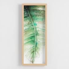 A Green Watercolor Leaf Draws The Eye In This Dreamy Work Of Art Printed On Glass In A Natural Toned Frame This St Wandkunst Glasmalerei Kunst Farbe Fur Glas