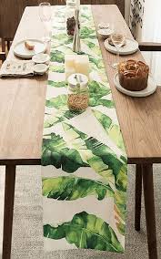 Pin By Karuilu Home On How To Decorate Your Table Tablecloth And Table Runner Fabric Table Runner Leaf Table Banana Leaf