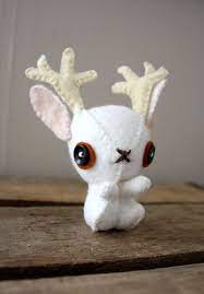 Jackalope Felt Plush White Stuffed Animal Patterns Felting Projects Felt Toys