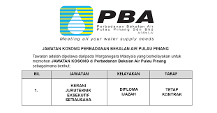 Aug 05, 2006 · the perbadanan bekalan air pulau pinang sdn bhd (pbapp): Jawatan Kosong Di Perbadanan Bekalan Air Pulau Pinang Kerani Juruteknik Eksekutif Jobcari Com Jawatan Kosong Terkini