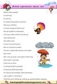 British Sayings And Expressions About Rain Learn English English Idioms Learn English Kid