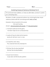 Combining Compound Sentences Worksheet Part 2 Compound Sentences Types Of Sentences Worksheet Combining Sentences