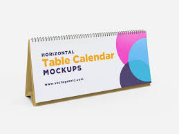 Horizontal Table Calendar Mockups On Vectogravic Design Table Calendar Calendar Design Desk Calendar Design