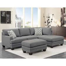 Mitch Fabric Sectional With Ottoman In 2020 Grey Sectional Sofa Sectional Sofa Fabric Sectional