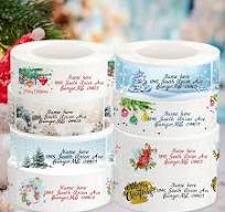 60/250 Individuelle Weihnachts-Rücksendeadressen-Etiketten -  Personalisierte Feiertagsnamen-Aufkleber auf Rolle mit festlichen Motiven  (Schneebedeckte Bäume, Weihnachtsmann, Kränze) - * für ...