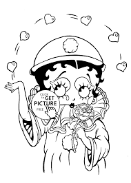 Betty boop and pudgy coloring pages. Betty Boop Love Coloring Pages For Kids Printable Free
