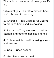 Chart Of Carbon Compounds In Everday Use Brainly In