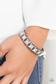 Black And White Acrylic Bracelet Paparazzi Blinged Out Black Gunmetal White Rhinestone Bracelet Paparazzi Accessories Paparazzi Dani In 2020 Rhinestone Bracelet White Rhinestone Fashion Forward Jewelry
