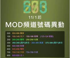 MOD 11月1日起全新頻道號碼一覽表- SayDigi | 點子生活