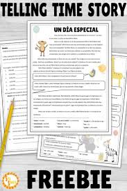 Free Story And Activities For Practicing Time In Spanish Class Check Out This Free Downlo Spanish Classroom Spanish Teaching Resources Telling Time In Spanish