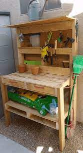 How to build a colorful bench with pallet. Pallet Garden Potting Bench 1001 Pallets