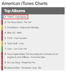 twices feel special tops worldwide itunes album chart also