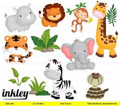 Jungle Animal Clipart Cute Animal Safari Clipart Free Etsy Em 2021 Animais Da Selva Bolos De Aniversario Safari Festa De Aniversario Da Selva