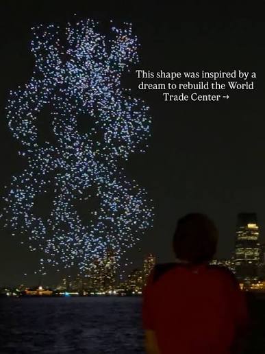 A few more clips from last night… that last video though 🥹 2,977 drones rising into the sky over New York Harbor, one for every life lost on September 11 💙 The