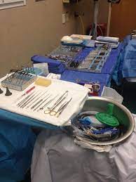 Operating Room Tympanomastoidectomy Mayo Stand Back Table And Ring Stand Or Basin Operating Room Nurse Surgical Tech Surgical Technologist