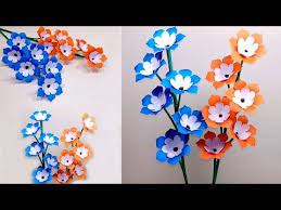 How To Make Beautiful Paper Stick Flower Handcraft For Home Jarine S Crafty Creation Youtube Paper Flowers Craft Flower Diy Crafts Origami Flowers Diy