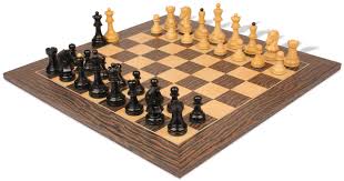 Dubrovnik Series Chess Set Ebony & Boxwood Pieces with Deluxe Tiger Ebony &  Maple Board