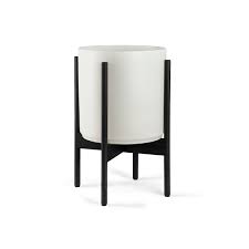 Rosemead home & garden, inc. Revival Ceramics White Planter Pot With Black Stain Stand Williams Sonoma