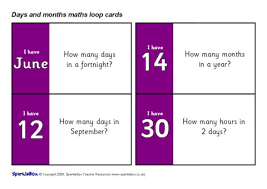 In new ulm, minnesota, the average length of the day in june is 15.5h. Days And Months Maths Loop Cards Sb6839 Sparklebox