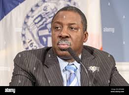 Teamsters Union Local 237 President Greg Floyd is seen during a press  conference held to announce a tentative labor agreement between Teamsters  Union Local 237 and the NY City Housing Authority; at