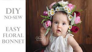Hi so excited that i found your pattern. Diy Easy No Sew Floral Bonnet For A Sitter Session Baby Photoshoot Youtube Baby Photoshoot Floral Baby Bonnet Diy Photography Props