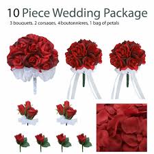 Romantic bouquets with roses, peonies and grasses. Red Rose Wedding Flower Package Silk Wedding Flowers Cheap Bridal Bouquets Bridesmaid Bouquets Boutonniere Corsage Artificial Wedding Bouquets 10 Pc Package Thebridesbouquet Com
