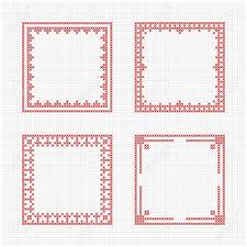 Aida 4 5/8 high x 4 5/8 wide. Set Of Four Square Frames Cross Stitch Pattern Redwork Ornament Royalty Free Cliparts Vectors And Stock Illustration Image 49033386