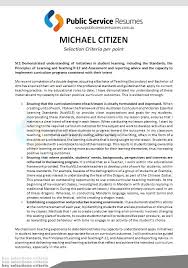 Executive Key Selection Criteria Public Service Resumes