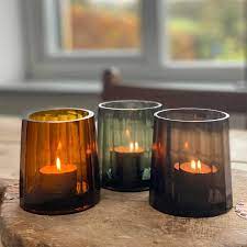 French glass hurricane lamp candle holder votive lantern wedding easter gift. Fluted Glass Candle Holder Three Home Barn Vintage