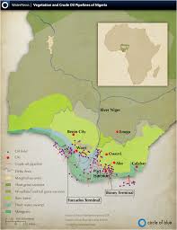 Map Oil Pipelines And Vegetation In The Niger Delta Circle Of Blue