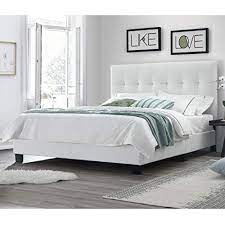 With practicality and style in mind, the. Dg Casa Bianca Tufted Upholstered Platform Bed Frame Queen Size In White Faux Leather Buy Online In Bermuda At Bermuda Desertcart Com Productid 119628851