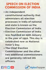 Speech On Election Commission Of India For Students And Children In English A Plus Topper