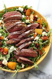 I used this on two pretty large ny stips and it came out great! Arugula Skirt Steak Salad With Caramelized Pears Pecans And Gorgonzola Baker By Nature