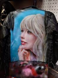 Another leather jacket featuring Taylor airbrushed by Mutt in Philly.. I  like this one much better than the first.. Happy Thursday! : r/TaylorSwift
