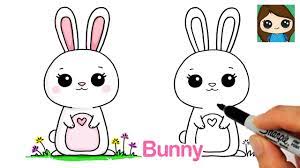Kawaii bunny inspired by anirollz hotdog bunny mochi. How To Draw A Bunny Easy Spring Youtube