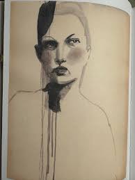 160 I first captured the shading with watercolor and then croquised it with  a gel ink pen.